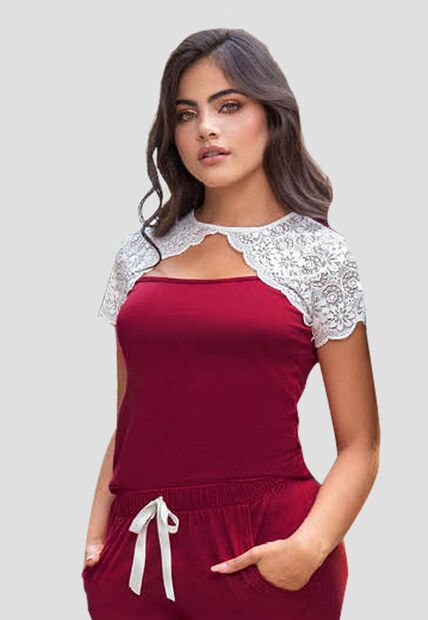 Camisa Pijama Mujer Vinotinto Fi 83267