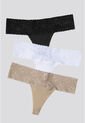 Brasilera Paq X3 Mujer Piel/Blanco/Negro FI 96215 de Formas Intimas