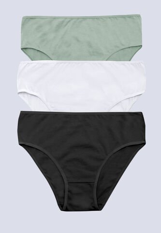 Panty Paq X3 Mujer Verde Oliva/Blanco/Negro FI 96572 Formas Intimas