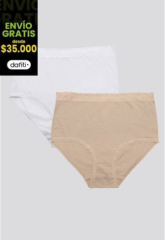 Panty Paq X2 Mujer Blanco/Piel FI 96637 Formas Intimas