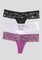 Brasilera Paq X3 Mujer Mora/Negro/Blanco FI 34542 de Formas Intimas
