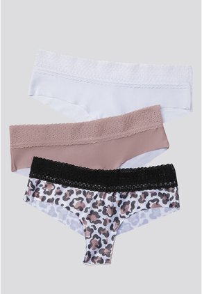 Cachetero Paq X3 Mujer Rosa Malva/Blanco/Estampado FI 96631