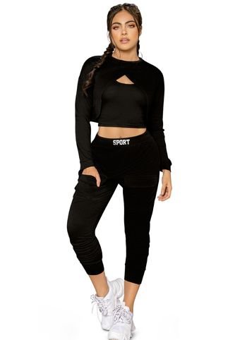 PANTALÓN SUDADERA ADULTO NEGRO FI 87720 Formas Intimas