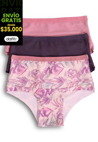 Panty Paq X3 Adulto Estampado /Paloro,O/ Berengena Fi 92475 Formas Intimas
