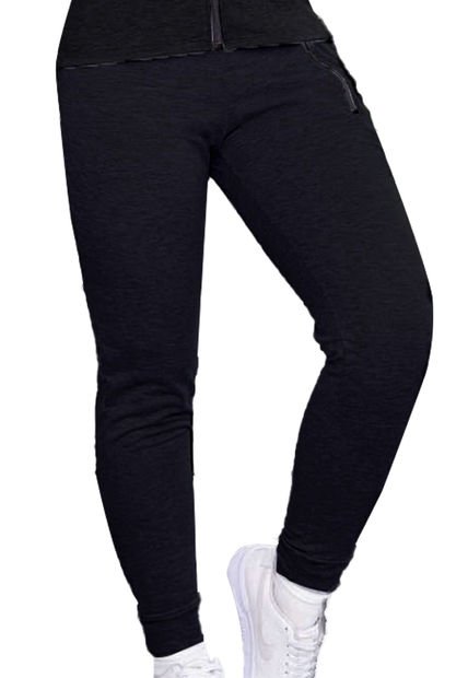 Pantalón Sudadera Mujer Negro Fi 89860