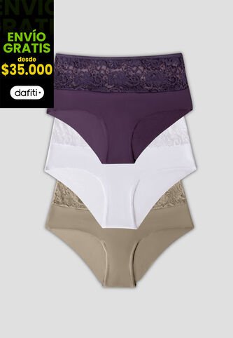 Cachetero Paq X3 Mujer Multicolor Fi 101856 Formas Intimas