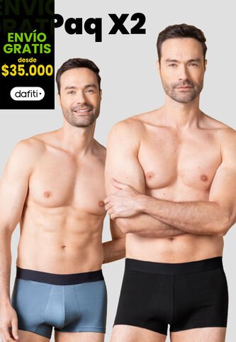 Bóxer Paq X2 Hombre Negro-Azul Indigo Fi 110771 Formas Intimas