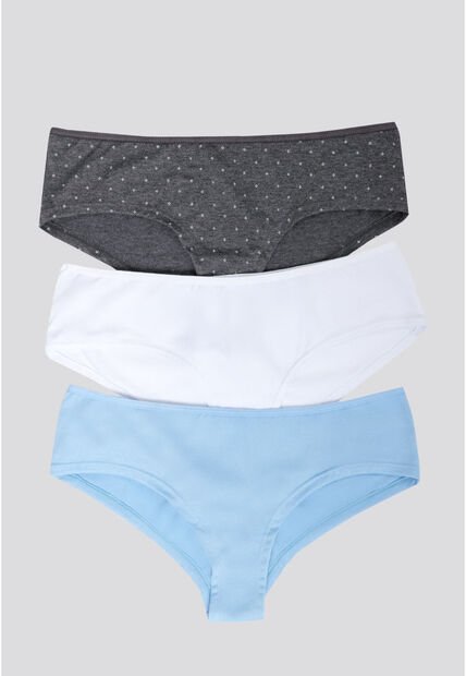 Cachetero Paq X3 Mujer Azul Claro/Marfil/Estampado FI 96589