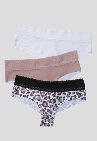 Cachetero Paq X3 Mujer Rosa Malva/Blanco/Estampado FI 96631 Formas Intimas