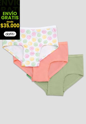 Cachetero Paq X3 Infantil Femenino Multicolor Fi 79154 Formas Intimas