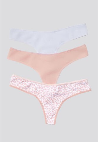 Brasilera Paq X3 Mujer Blanco/Rosa/Estampado FI 96636 Formas Intimas