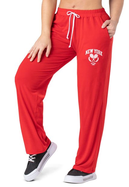 Pantalón Sudadera Mujer Rojo Fi 4999