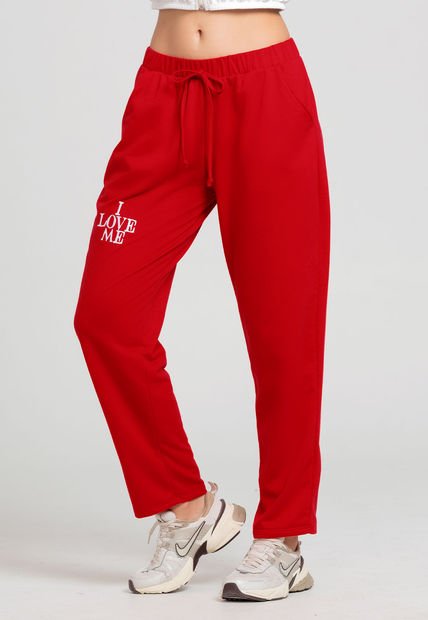 Pantalón Sudadera Mujer Rojo Fi 104174