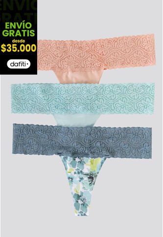 Brasilera Paq X3 Mujer Cristal/Rosa/Estampado FI 96215 Formas Intimas