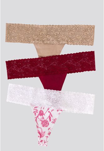 Brasilera Paq X3 Mujer Cereza/Mocca/Estampado FI 96215 Formas Intimas
