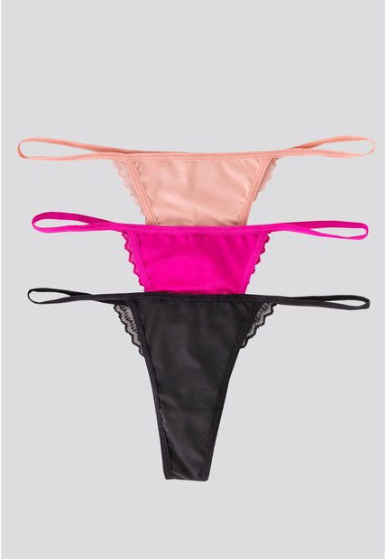 Brasilera Paq X3 Mujer Negro/Fucsia/Rosa FI 7313