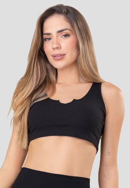 Crop Top Mujer Negro Fi 110507