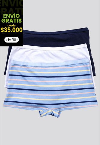 Bóxer Paq X3 Infantil Azul Claro/Azul Navy/Blanco FI 34641 Formas Intimas