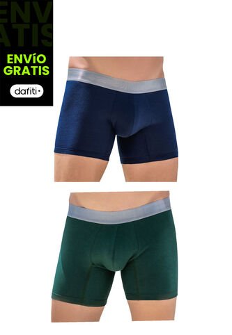 Bóxer Paq X2 Para Hombre Navy/Verde FI Formas Intimas
