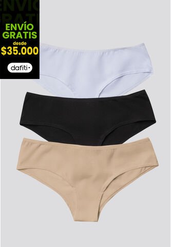 Cachetero Paq X3 Mujer Negro/Blanco/Piel FI 96589 Formas Intimas