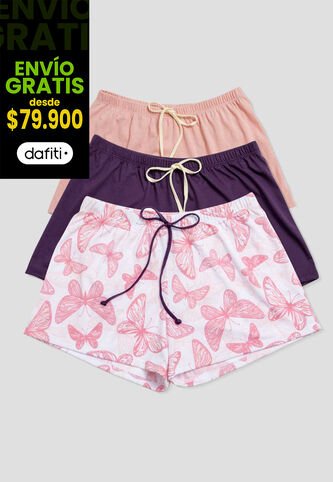 Short Paq X3 Mujer Vino-Rosa Fi 114484 Formas Intimas