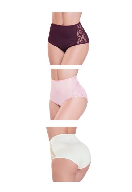 Panty Para Mujer Vino/Rosado/Marfil FI
