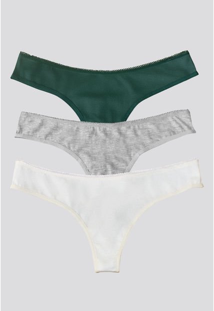 Brasilera Paq X3 Mujer Verde/Gris Jaspe/Blanco FI 96636
