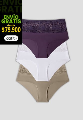 Cachetero Paq X3 Mujer Multicolor Fi 101856 Formas Intimas
