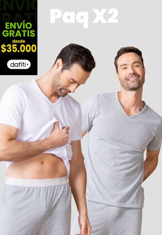 Camiseta Paq X2 Hombre Bicolor Fi 110765 Formas Intimas