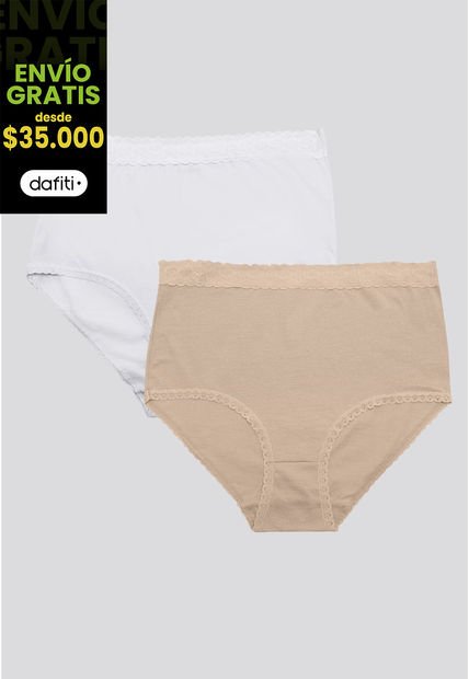Panty Paq X2 Mujer Blanco/Piel FI 96637