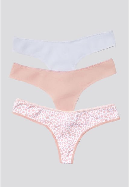 Brasilera Paq X3 Mujer Blanco/Rosa/Estampado FI 96636