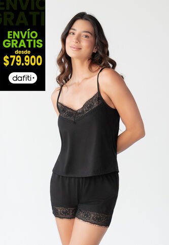 Pijama Mujer Negro Fi 106700 Formas Intimas