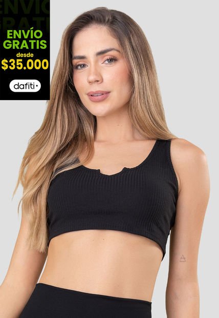 Crop Top Mujer Negro Fi 110507