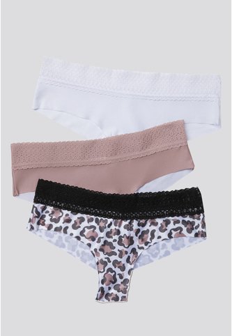 Cachetero Paq X3 Mujer Rosa Malva/Blanco/Estampado FI 96631 Formas Intimas