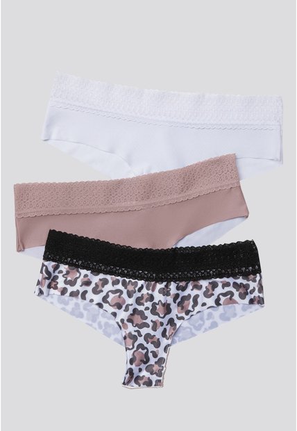 Cachetero Paq X3 Mujer Rosa Malva/Blanco/Estampado FI 96631