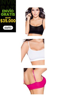 Top Paq X3 Adulto Para Mujer FI -Blanco/Negro/Fucsi