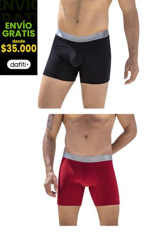 Bóxer Set  X2 Negro-Rojo FI 58299 Formas Intimas