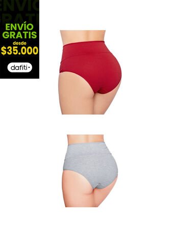 Cachetero Paq X2 Para Mujer Gris Jaspe/Rojo FI Formas Intimas