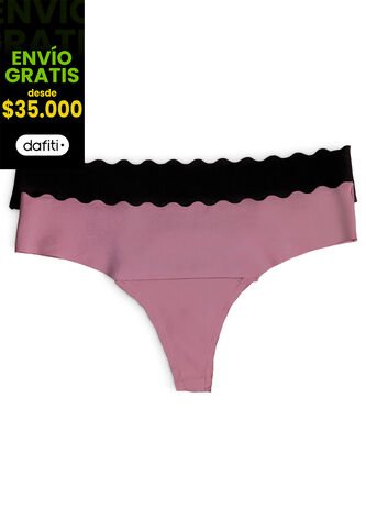 Brasilera Paq X2 Mujer Negro-Morado FI 34858 Formas Intimas