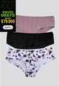 Cachetero Paq X3 Mujer Rosado Malva/Negro/Estampado FI 96589 de Formas Intimas