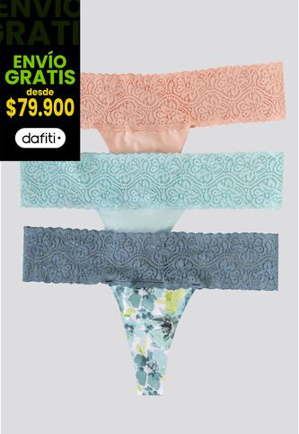 Brasilera Paq X3 Mujer Cristal/Rosa/Estampado FI 96215 Formas Intimas