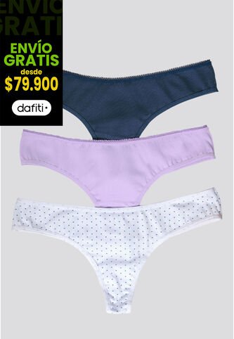 Brasilera Paq X3 Mujer Azul Navy/Lila/Estampado FI 96636 Formas Intimas