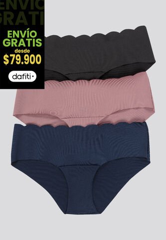 Cachetero Paq X3 Mujer Azul Navy/Rosa/Negro FI 91000 Formas Intimas