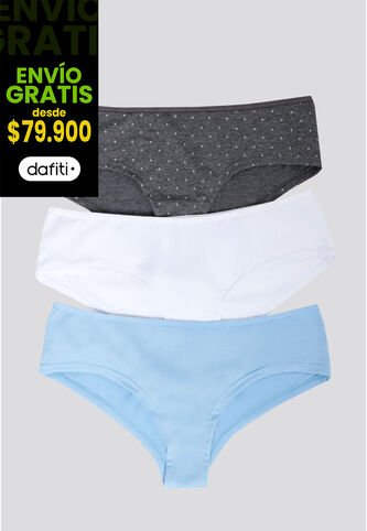 Cachetero Paq X3 Mujer Azul Claro/Marfil/Estampado FI 96589 Formas Intimas