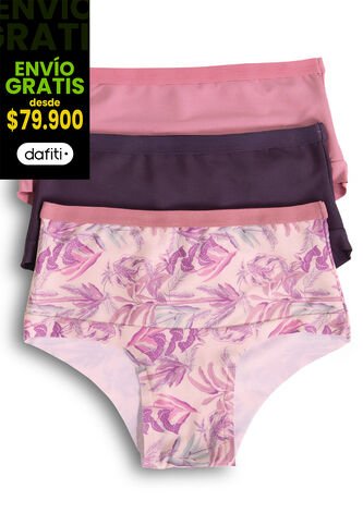 Panty Paq X3 Adulto Estampado /Paloro,O/ Berengena Fi 92475 Formas Intimas