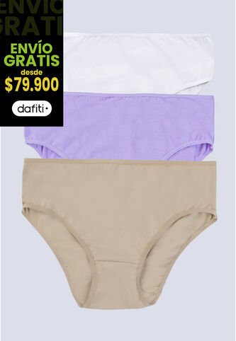 Panty Paq X3 Mujer Lila Tech/Piel/Blanco FI 96572 Formas Intimas
