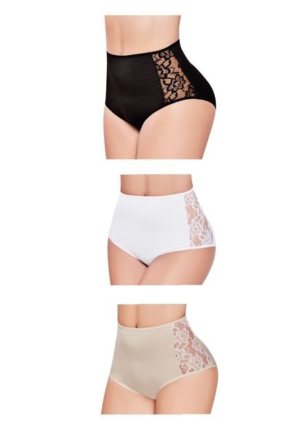 Panty Set X3 Blanco-Beige-Negro FI 47009