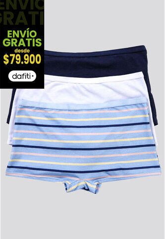 Bóxer Paq X3 Infantil Azul Claro/Azul Navy/Blanco FI 34641 Formas Intimas