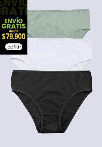 Panty Paq X3 Mujer Verde Oliva/Blanco/Negro FI 96572 Formas Intimas