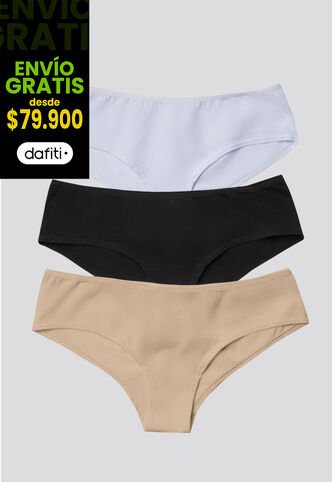 Cachetero Paq X3 Mujer Negro/Blanco/Piel FI 96589 Formas Intimas